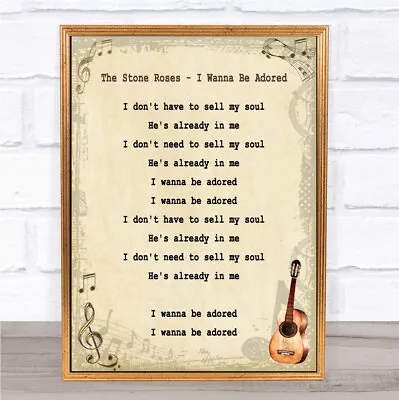 I Wanna Be Adored Song Lyric Vintage Quote Print • £64.95