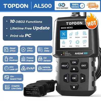 TOPDON AL500 OBD2 CAN Fault Code Reader Scanner Engine Car Diagnostic Reset Tool • £35.99