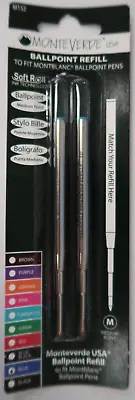 Monteverde 2 Ballpoint Refills Fit Montblanc Blue Med Pt #M132bu New In Pack • $12.50