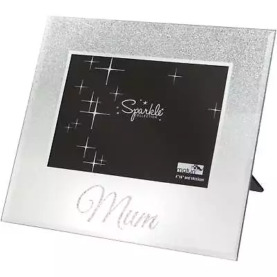 MUM PHOTO FRAME 6x4 INCH KEEPSAKE GIFT MIRRORED SILVER GLITTER • £10