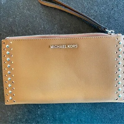 Michael Kors Handbag Studded Clutch Wristlet -Tan • $55