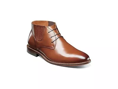 Stacy Adams Maxwell Plain Toe Chukka Boot Smooth Leather Cognac 25551-221 • $124.99