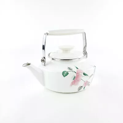 Vintage Mikasa Enamel Silk Flowers Homestead Kettle 2 Quarts UN406 542 Japan • $24.99