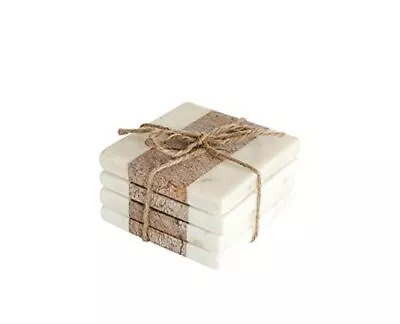  Square Marble Coasters With Jute String (Set Of 4 Pieces) Glasses And Bar  • $26.13