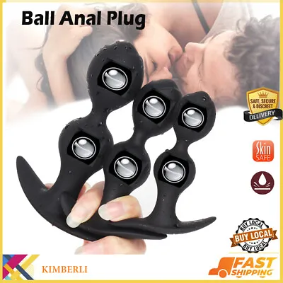Anal Beads Butt Plug With Inner Rotating Ball Prostate Massager Wearable Sex Toy • $8.95