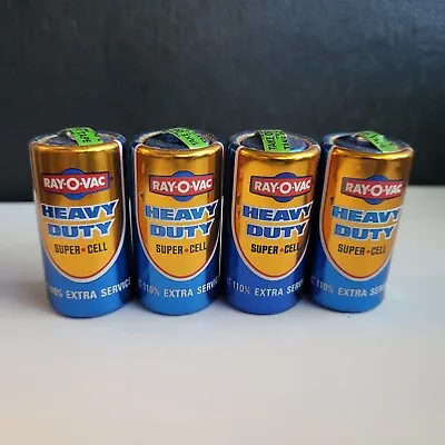 Vintage Ray-O-Vac Super Cell Heavy Duty C Batteries For Display Lot Of 4 • $19.99