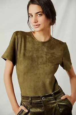 $350 Ronny Kobo Faux Suede MALI Bodysuit Army Green M • $129.99