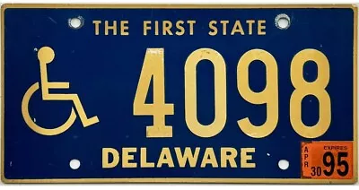 *99 CENT SALE* 1995 Delaware HANDICAPPED RIVETED NUMBERS License Plate #4098  NR • $1.25