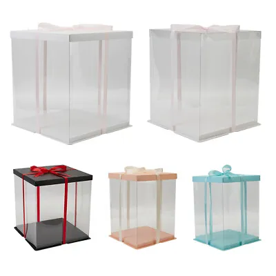 Birthday Cake Holder 6/8/10/12 Inch Tall Transparent Wrapping Box Gift Present • £6.94