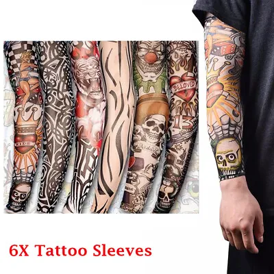£5.99 • Buy 6 Pack Tattoo Sleeves Nylon Temporary Fake Full Arm Tatoo Sleeve Stocking Warmer