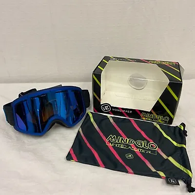 VonZipper Beefy Snow Sport Goggles MinGlo Blue Frame W/ Sky Chrome Lens • $51