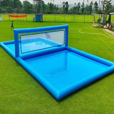 Inflatable Volleyball Court Blue Beach Volleyball Net Systems Outdoor 33ft Pool • $1199.65