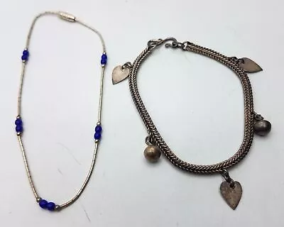 Lot Of 2 925 Silver Chain Bracelets Lapis Lazuli 7  9.25  • $9.99