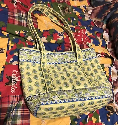 Vera Bradley Womens Handbag Citrus Green Blue Elephants Floral Fabric Bag Zipper • $10