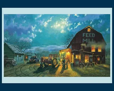 Tales Of The Day Tractor Digital Panel  Cotton Quilt Fabric Wall Hanging 36 X 44 • $7.99