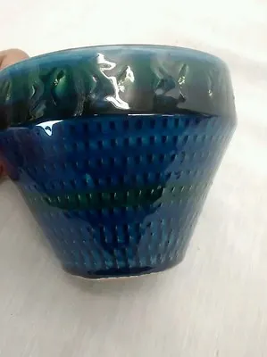 Stunning Modernist Mid Century  Bitossi Italy Blue Green Ceramic Vase Chipped • $69.99