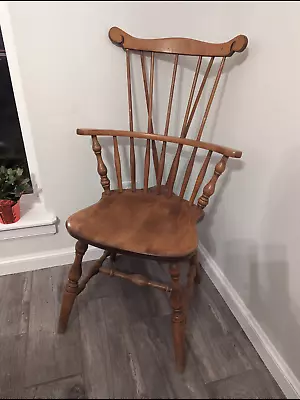 Vintage Bent & Brothers Fan Back Windsor Chair Half Arm 1867 - Set Of 2 • $400