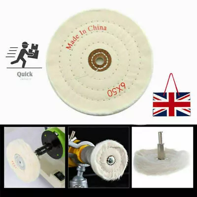 150mm 6 Inch Spiral Stitched Cotton Buffing Polishing Wheel Mop Bench Grinder UK • £4.59