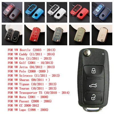 TPU Remote Car Flip Key Case Fob For VW Tiguan Beetle Caddy Golf Polo Passat CC • $10.87
