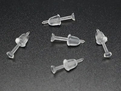 200 Invisible Clear Plastic 3mm 5mm Flat Blank Pad Ear Post Stud With Stopper • £3.35