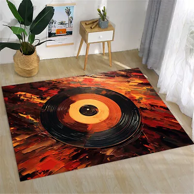 Record Rug Retro Record Rug Plak Rug Music Rug Music Room Rug Brushwork Rug • $29