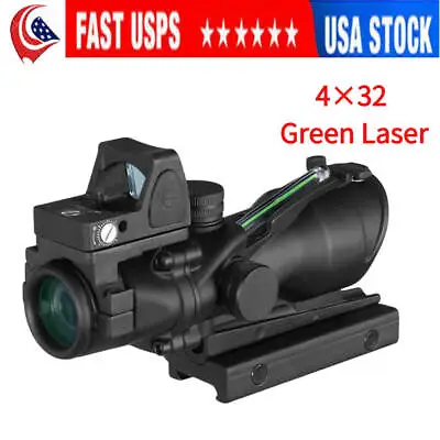 4x32 ACOG Optic Scope Reticle Fiber Green Illuminated Optic Sight With RMR • $110.99