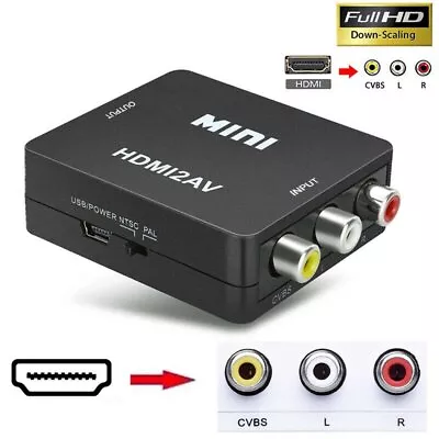 AV To HDMI 1080P RCA CVBS Video Composite Converter Mini Adapter • $9.89