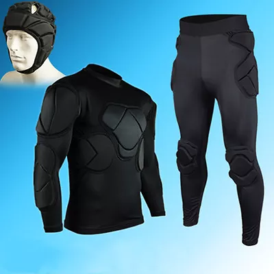 Men's Soccer Football Goal Keeper Goalie Padded Pants Jersey Shirts Jersey 1pc • £30.35