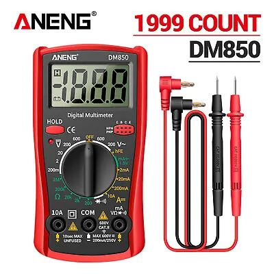 LED Digital Multimeter 2000 Counts Auto Range DC AC Voltage Current Meter Tester • £8.89