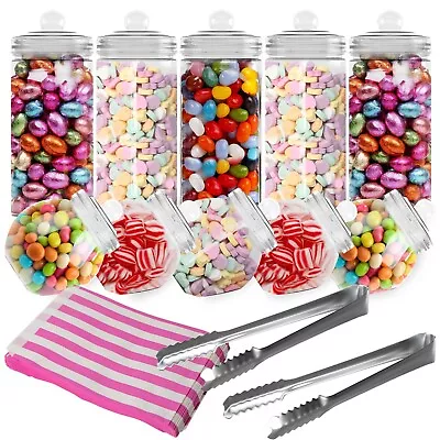 HEFTMAN 10 Retro Plastic Empty Sweet Jars Set Pick & Mix Candy Buffet Bags • £16.99