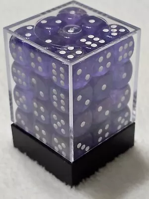 Chessex D6 Dice 36 Purple/White Translucent 12 Mm 6 Sided Dice • $7.99