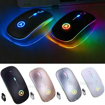 2.4GHz Wireless Optical Mouse USB Rechargeable RGB Cordless Mice For PC Laptop • $7.90
