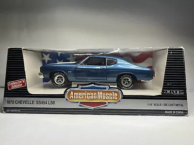 ERTL American Muscle 1:18 1970 Chevelle SS454 LS6 Fathom Blue White Stripes • $19.70