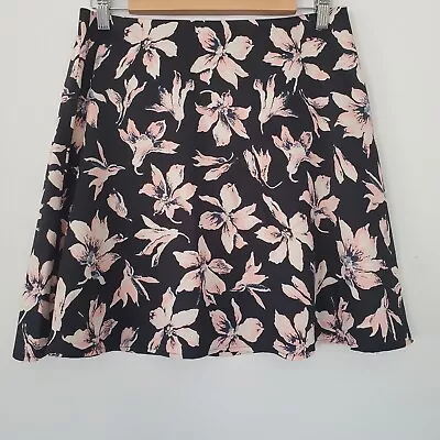 MADEWELL Sz 6 Satin Circle Mini Skirt Black Pink Orchid Lightweight Fun Flirty • $32