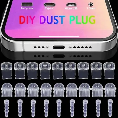 5pcs DIY Anti-Dust Plug Clear Charge Port Dust Plugs Stopper For IPhone Android • £3