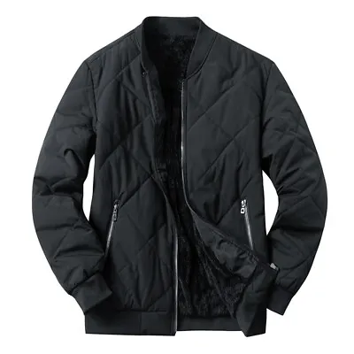 Men's Winter Plus Velvet Thicken Baseball Collar Padded Jacket Comfort Fashion • $57.03