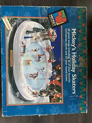 Disney MR. CHRISTMAS Mickeys Holiday Skaters Ice Skating Pond Rink • $89.99