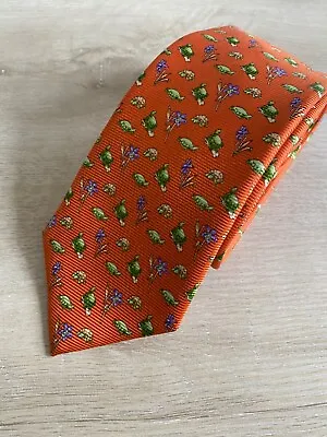 J.crew Mens Orange Silk Tie With Turtle Design Worn Once • $19.99