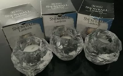 SET OF 3 - Kosta Boda Snowball Votive Candle Holder - Anne Warff  NEW IN BOX • $60
