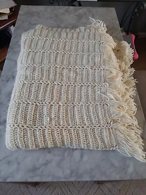 $14.99 • Buy Vintage Handmade Crochet  Afghan  Blanket Throw Yellow