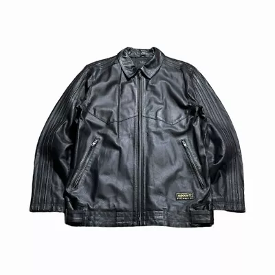 Adidas Muhammad Ali Perforated Black Leather Jacket • $1000