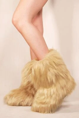 £29.98 • Buy Womens Platform Faux Fur Fluffy Boots Warm Winter Cosy Linning Flat Ankle Boot-