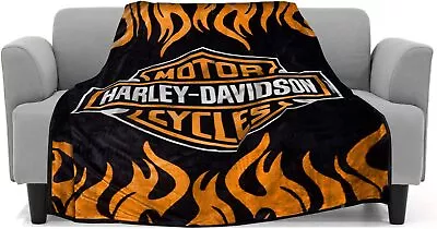 $106.95 • Buy Super Soft Plush Classic Black Harley Davidson Blanket/Throw Full Or Queen Size 