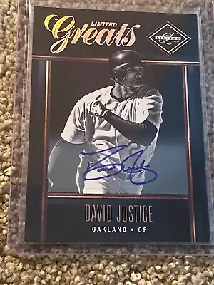 DAVID DAVE JUSTICE 2012 PANINI LIMITED GREATS AUTO AUTOGRAPH OAKLAND A's 143/299 • $24.99
