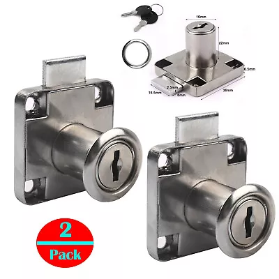 2 X Cam Drawer Furniture Lock Door Letter Mailbox Cabinet Cupboard Lock 4 Keys  • £15.59