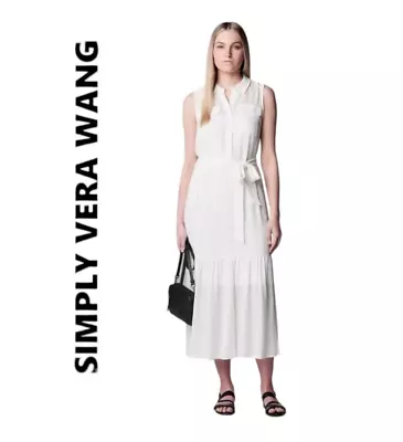 Simply Vera Wang Womens Sleeveless Belt Midi Shirt Dress • $19.95