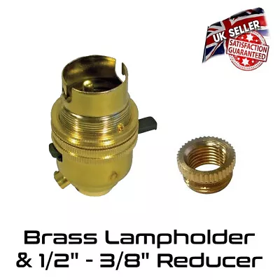 £6.95 • Buy Brass Lamp Holder Switched - Bayonet BC - Bulb Holder & 1/2  - 3/8   Reducer *UK