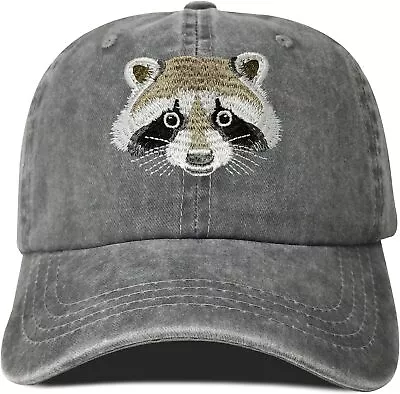 Men And Women's Embroidered Baseball Hats & One Size Raccoon (Washed Gray)  • $33.70