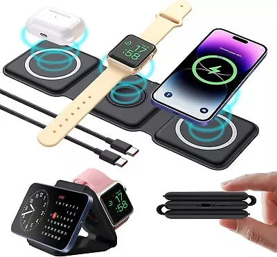 $29.98 • Buy 3in1 15W Wireless Charger Foldable Mat Pad For Apple Watch Air Pods IPhone 14Pro