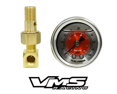 $26.88 • Buy Honda Civic Fuel Pressure Liquid Filled Gauge Kit Red